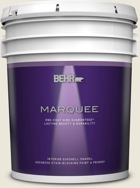 BEHR MARQUEE 5 gal. #BXC-32 Picket Fence White Eggshell Enamel Interior Paint & Primer