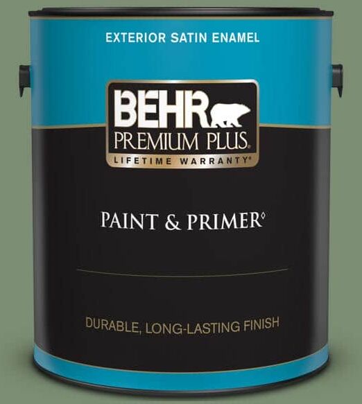 BEHR PREMIUM PLUS 1 gal. #PPU11-02 Shallot Bulb Satin Enamel Exterior Paint & Primer