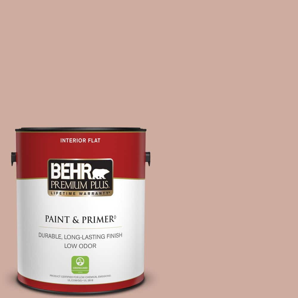 BEHR PREMIUM PLUS 1 gal. #MQ1-50 Art Deco Pink Flat Low Odor Interior Paint & Primer