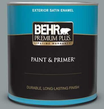 BEHR PREMIUM PLUS 1 qt. #720F-4 Stone Fence Satin Enamel Exterior Paint & Primer