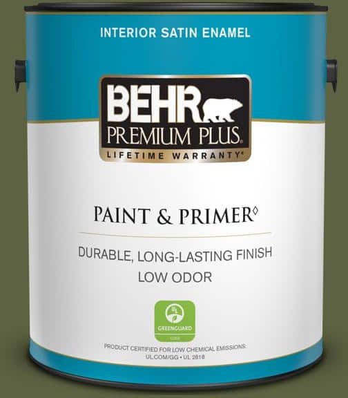 BEHR PREMIUM PLUS 1 gal. #S360-7 Down-to-Earth Satin Enamel Low Odor Interior Paint & Primer