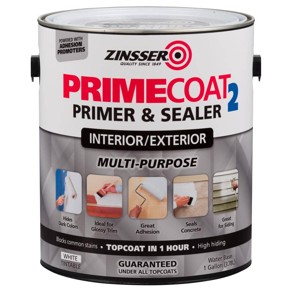 Zinsser PrimeCoat2 1 Gallon White Water Based Interior/Exterior Multi-Purpose Primer & Sealer (Case of 2)