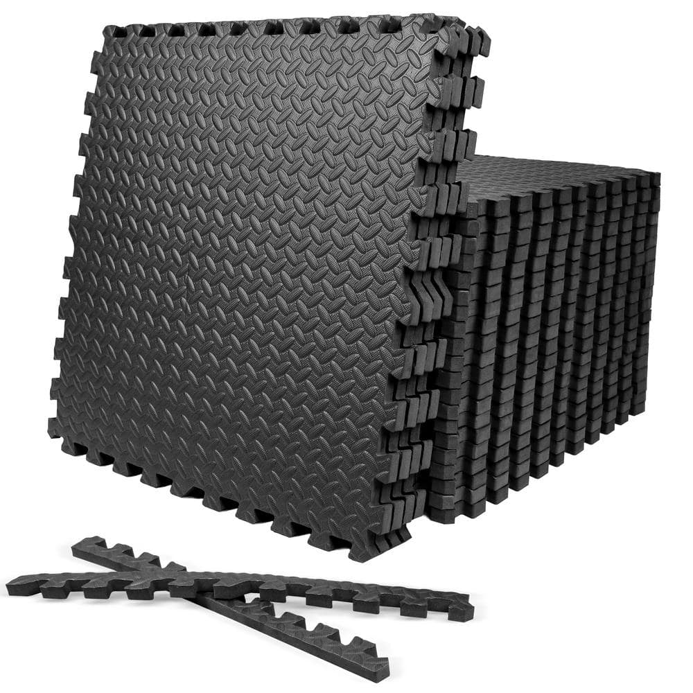 Fencer Wire 24 in. W x 24 in. L x 3/4 in. T Extra Thick Interlocking Puzzle Exercise Mat for Home and Gym Equipment (96 sq. ft.)