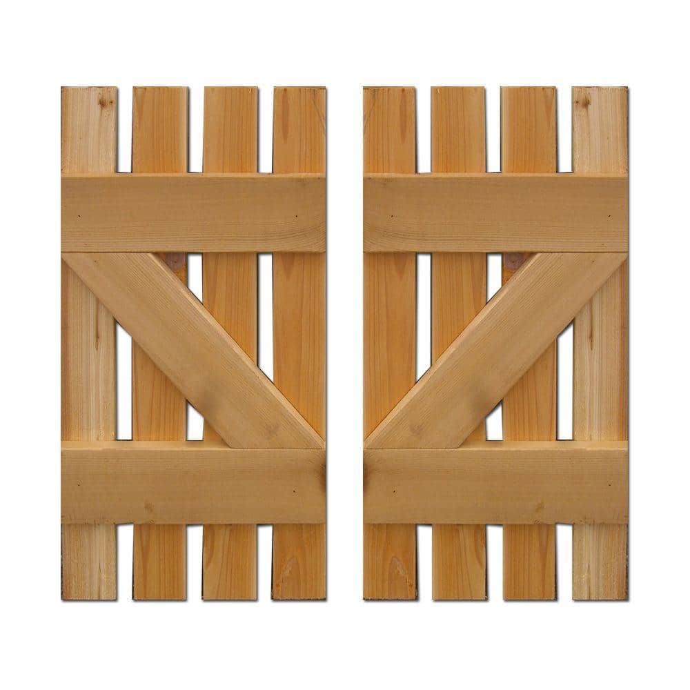Design Craft MIllworks 15 in. x 43 in. Baton Spaced Z Board and Batten Shutters (Natural Cedar) Pair