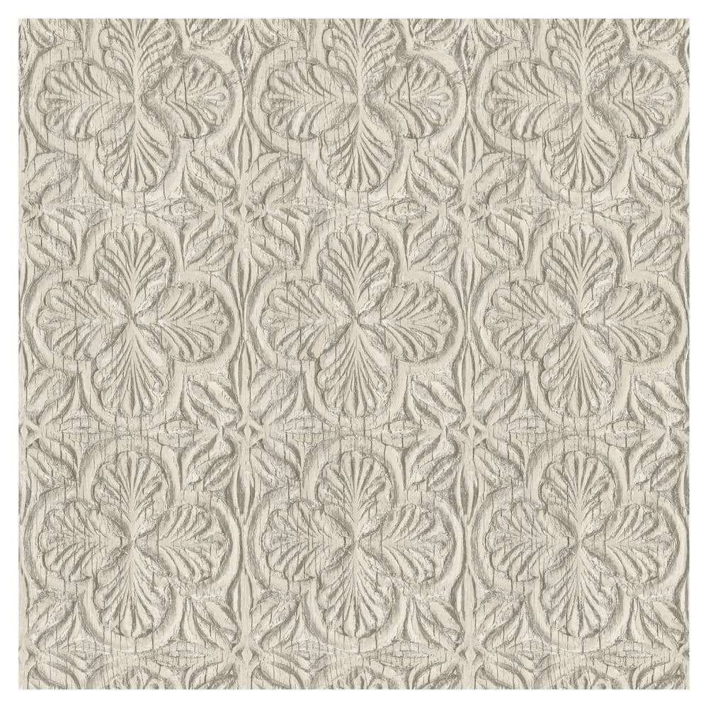 Chesapeake Karachi Wooden Damask Neutral Pre-Pasted Non-Woven Wallpaper