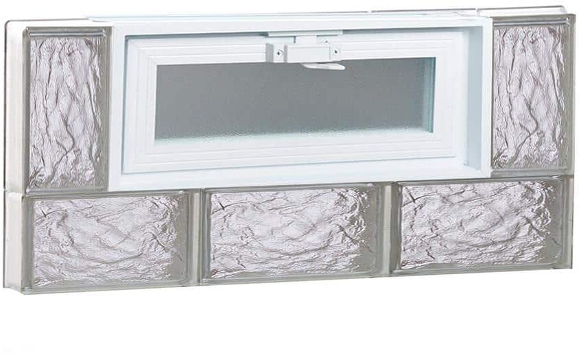 Clearly Secure 23.25 in. x 11.5 in. x 3.125 in. Frameless Ice Pattern Vented Glass Block Window