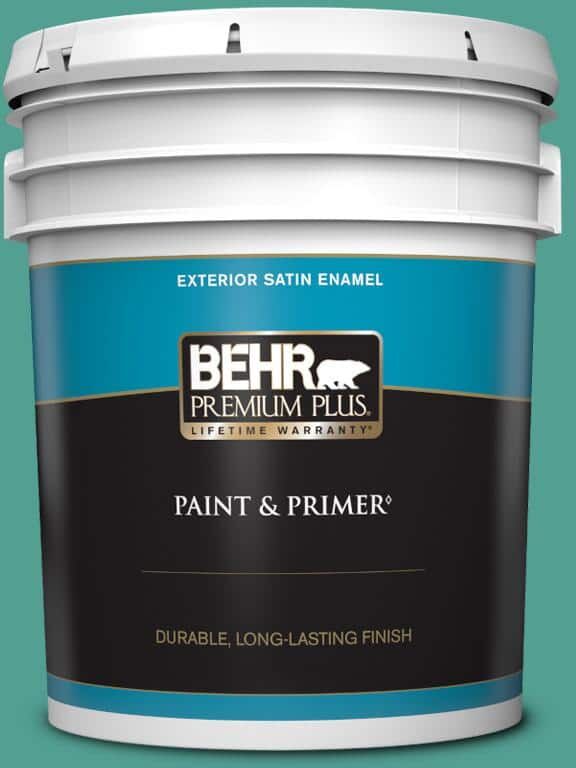 BEHR PREMIUM PLUS 5 gal. Home Decorators Collection #HDC-WR15-9 Aqua Revival Satin Enamel Exterior Paint & Primer