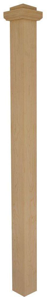 EVERMARK Stair Parts 4075 56 in. x 3-1/2 in. Unfinished Hard Maple Square Craftsman Solid Core Box Newel Post for Stair Remodel