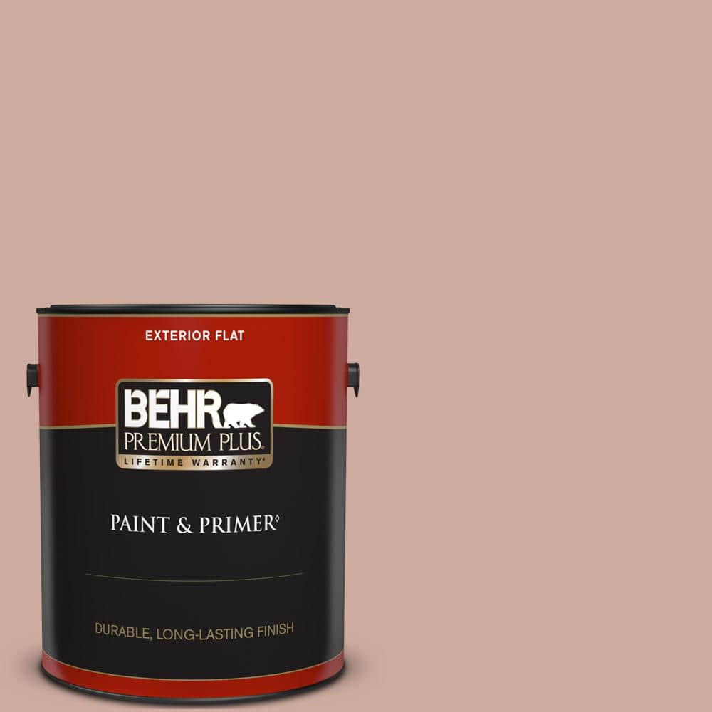 BEHR PREMIUM PLUS 1 gal. #MQ1-50 Art Deco Pink Flat Exterior Paint & Primer