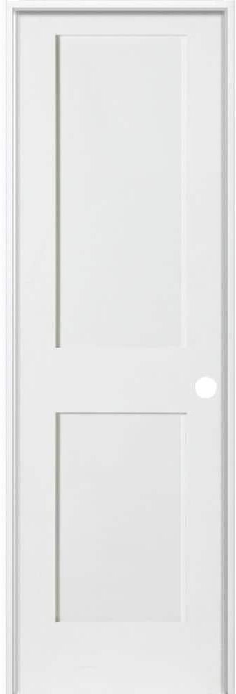 Krosswood Doors 24 in. x 80 in. Craftsman Shaker Primed MDF 2-Panel Left-Hand Wood Single Prehung Interior Door