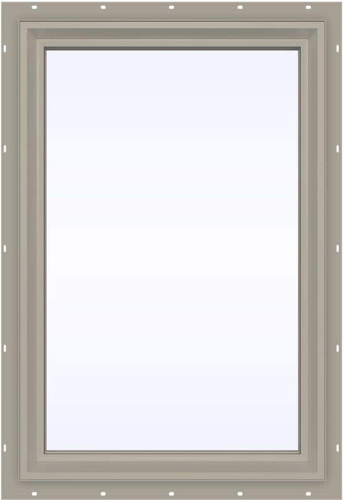 JELD-WEN 23.5 in. x 35.5 in. V-2500 Series Desert Sand Vinyl Picture Window w/ Low-E 366 Glass