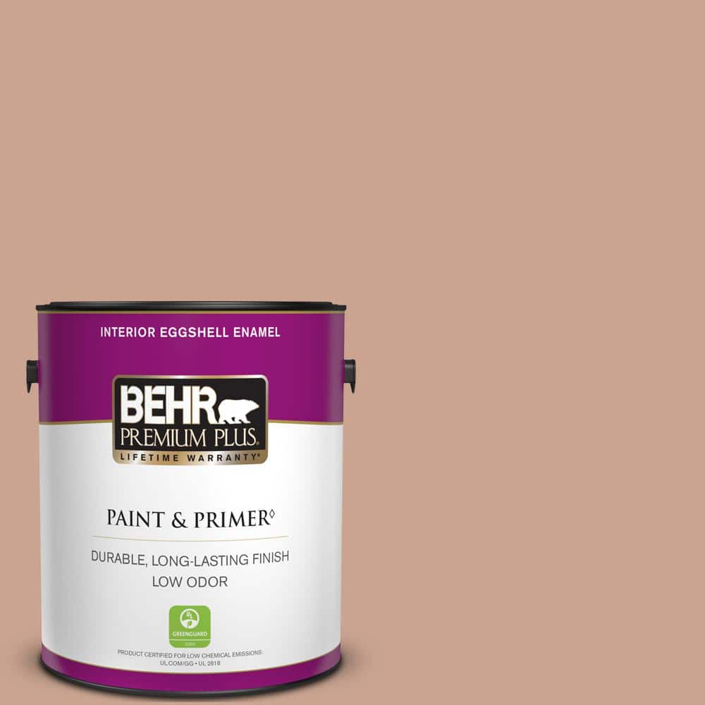 BEHR PREMIUM PLUS 1 gal. #220F-4 Sombrero Tan Eggshell Enamel Low Odor Interior Paint & Primer