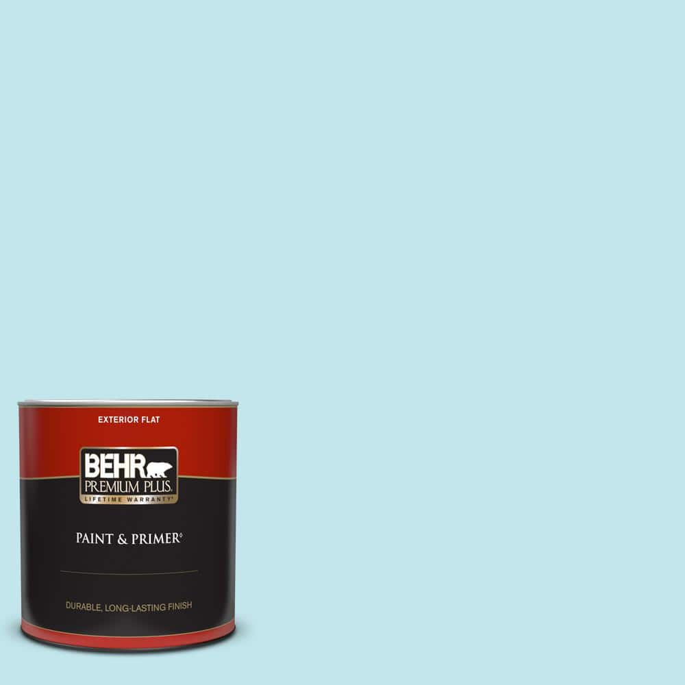 BEHR PREMIUM PLUS 1 qt. #520A-2 Ice Flower Flat Exterior Paint & Primer