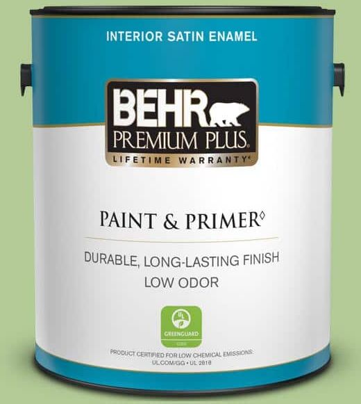 BEHR PREMIUM PLUS 1 gal. #430D-4 Garden Spot Satin Enamel Low Odor Interior Paint & Primer