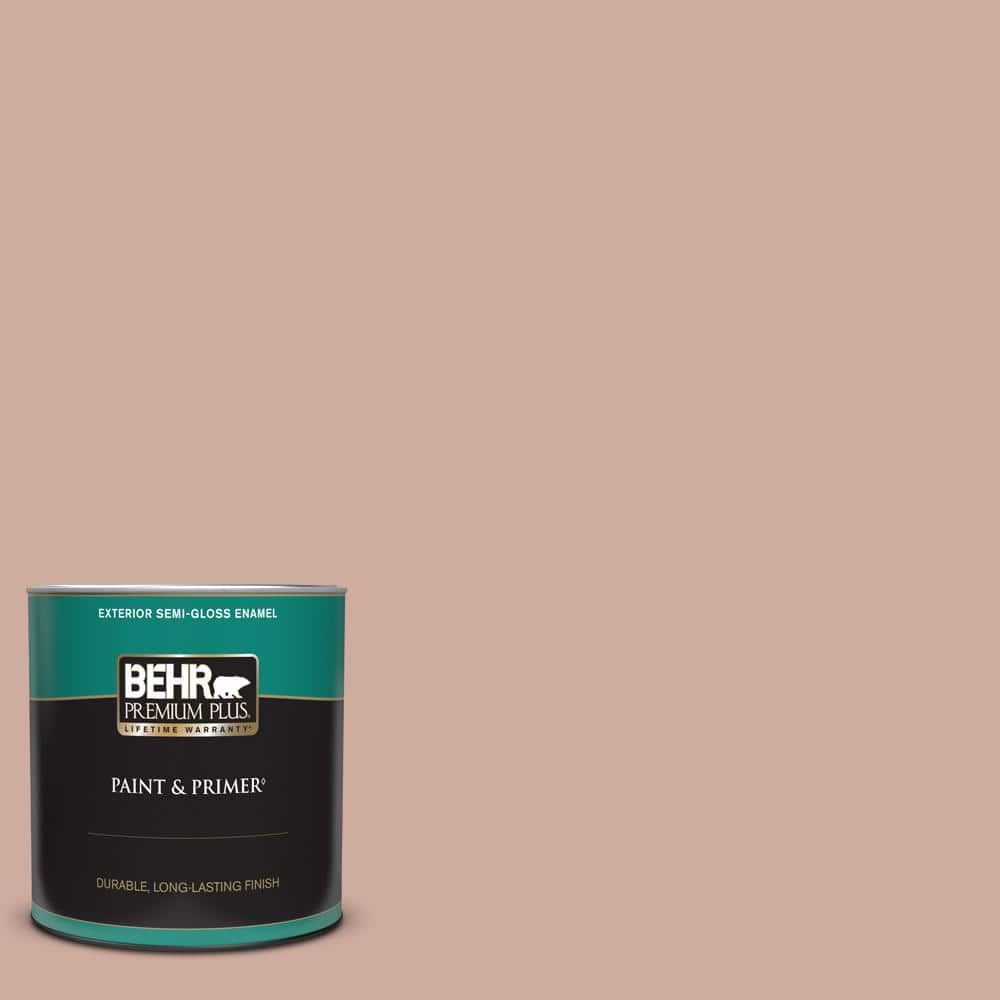 BEHR PREMIUM PLUS 1 qt. #MQ1-50 Art Deco Pink Semi-Gloss Enamel Exterior Paint & Primer