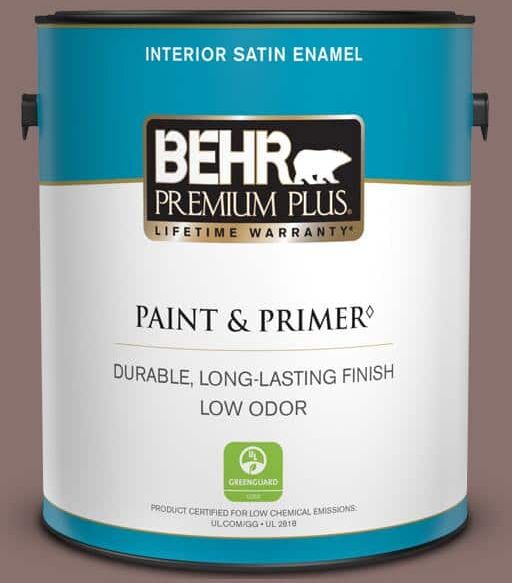 BEHR PREMIUM PLUS 1 gal. Home Decorators Collection #HDC-AC-28 Smokey Claret Satin Enamel Low Odor Interior Paint & Primer