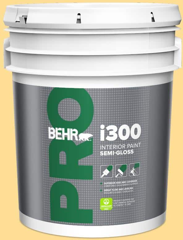 BEHR PRO 5 gal. #350B-5 Straw Hat Semi-Gloss Interior Paint