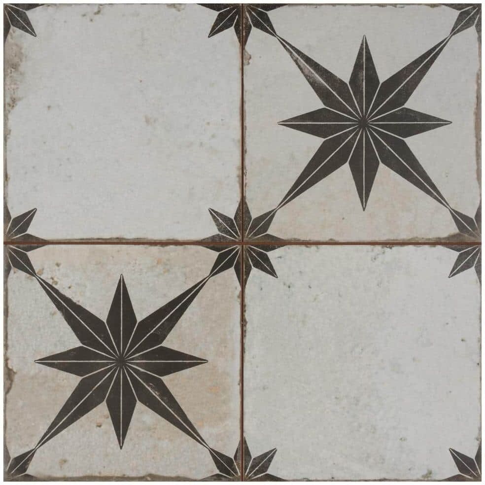 Merola Tile Kings Star Ara Nero 17-5/8 in. x 17-5/8 in. Ceramic Floor and Wall Tile (10.95 sq. ft./Case)