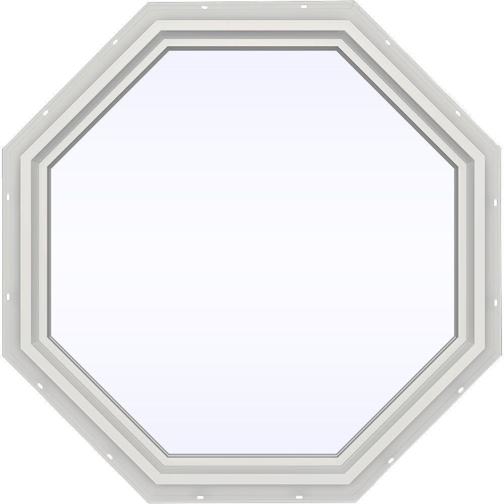 JELD-WEN 35.5 in. x 35.5 in. V-4500 Series White Vinyl Fixed Octagon Geometric Window w/ Low-E 366 Glass