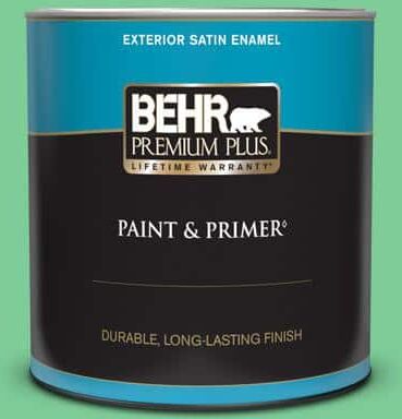 BEHR PREMIUM PLUS 1 qt. #460B-4 Garden Glow Satin Enamel Exterior Paint & Primer