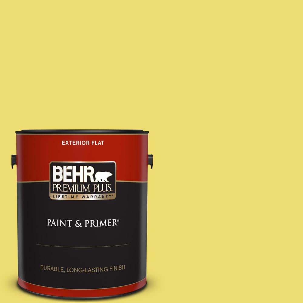 BEHR PREMIUM PLUS 1 gal. #T15-15 Plastic Lime Flat Exterior Paint & Primer