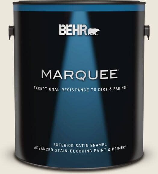 BEHR MARQUEE 1 gal. #BXC-32 Picket Fence White Satin Enamel Exterior Paint & Primer