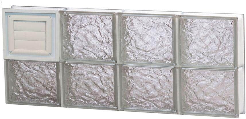 Clearly Secure 31 in. x 11.5 in. x 3.125 in. Frameless Ice Pattern Glass Block Window with Dryer Vent