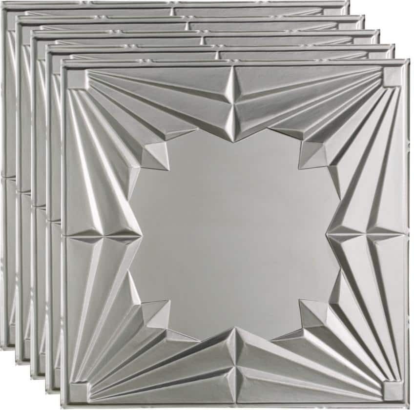 Fasade Art Deco 2 ft. x 2 ft. Argent Silver Lay-In Vinyl Ceiling Tile (20 sq. ft.)