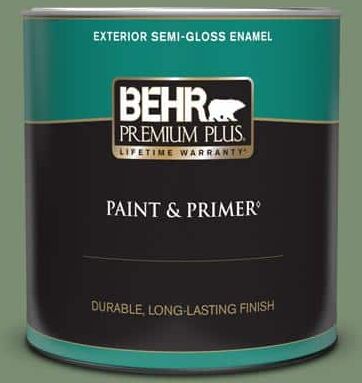 BEHR PREMIUM PLUS 1 qt. #PPU11-02 Shallot Bulb Semi-Gloss Enamel Exterior Paint & Primer