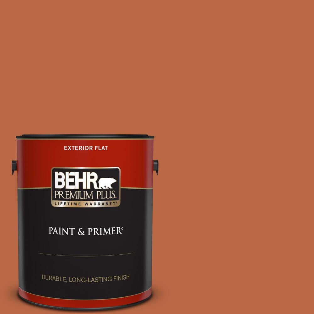BEHR PREMIUM PLUS 1 gal. Home Decorators Collection #HDC-FL15-01 Pumpkin Drizzle Flat Exterior Paint & Primer