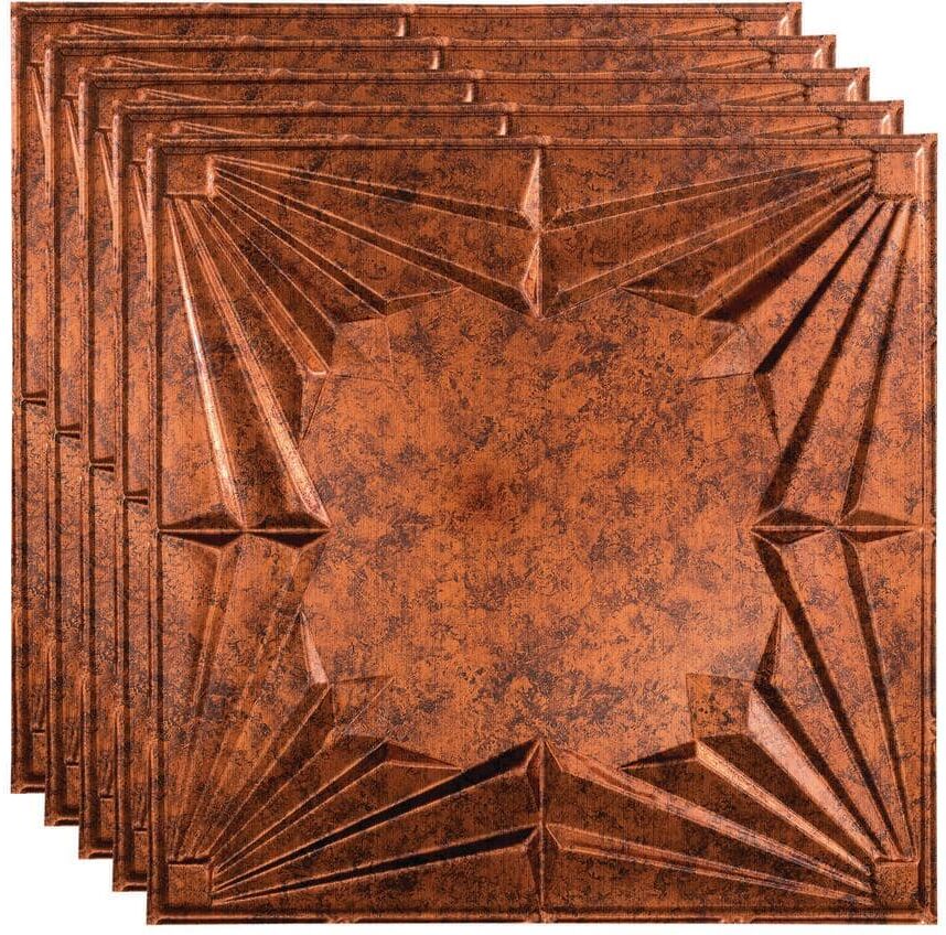 Fasade Art Deco 2 ft. x 2 ft. Moonstone Copper Lay-In Vinyl Ceiling Tile (20 sq. ft.)