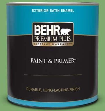 BEHR PREMIUM PLUS 1 qt. #M390-5 Sage Garden Satin Enamel Exterior Paint & Primer