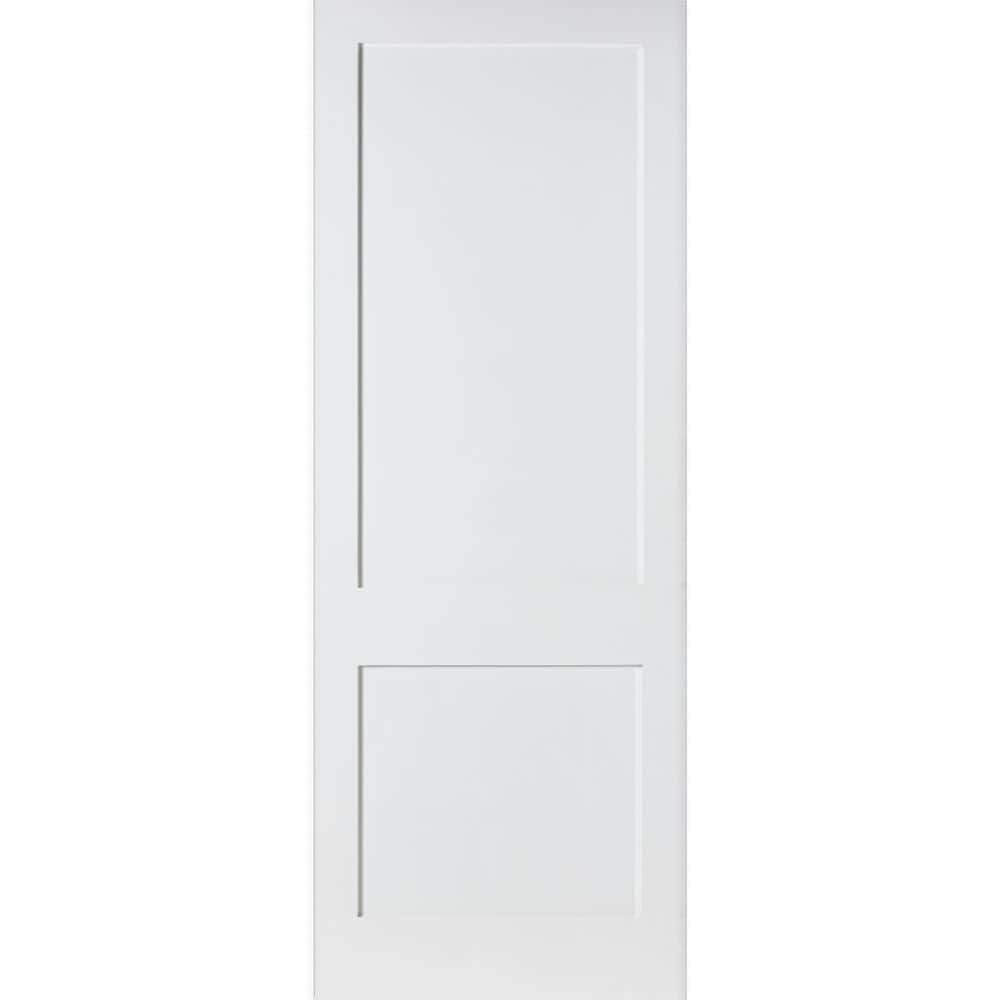 Krosswood Doors 24 in. x 96 in. Craftsman Shaker 2-Panel Primed Solid Core MDF Interior Door Slab