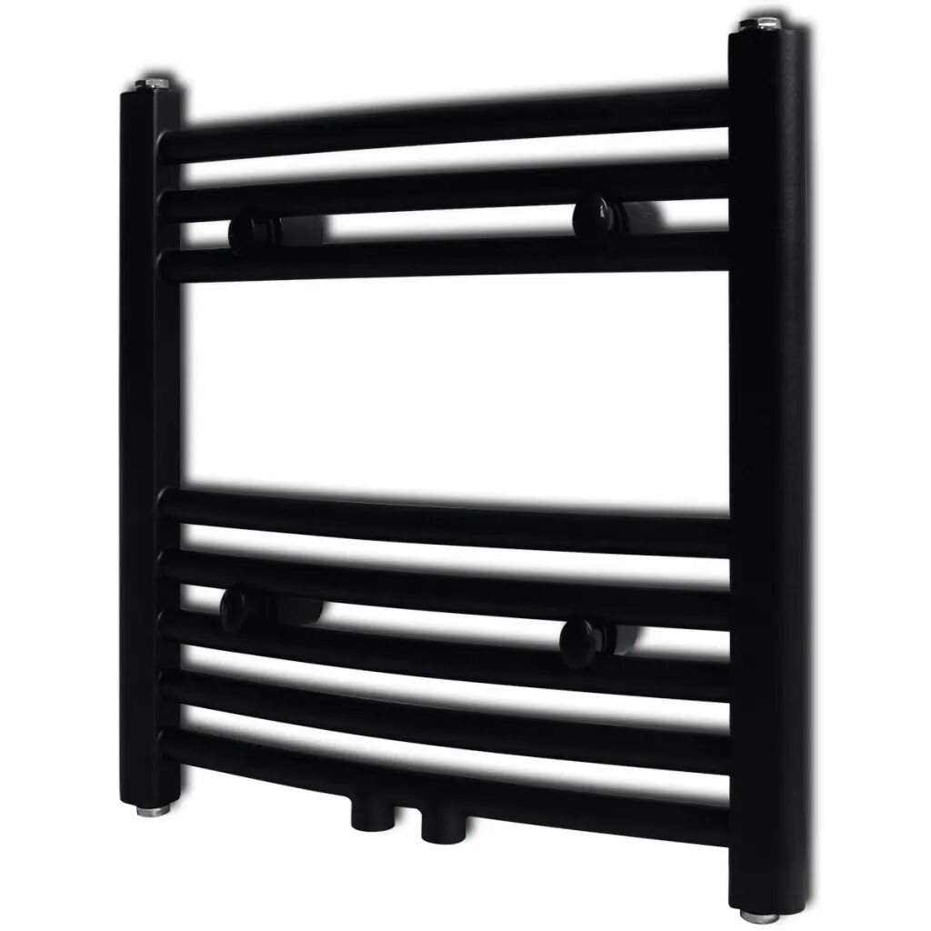 vidaXL Sèche-serviettes eau chaude à rails incurvés Noirs de 480 x 480 mm