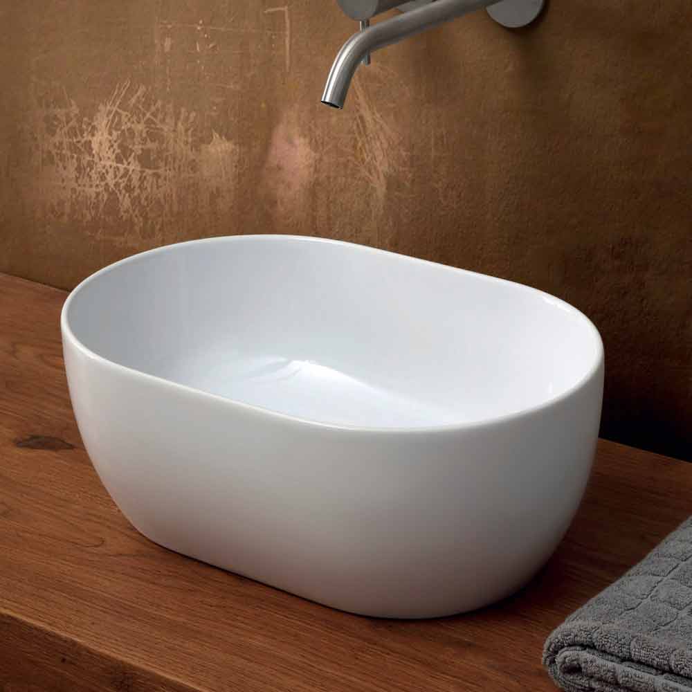 Viadurini Bathroom Lavabo à poser en céramique design moderne 45x32cm fabriqué en Italie, Star