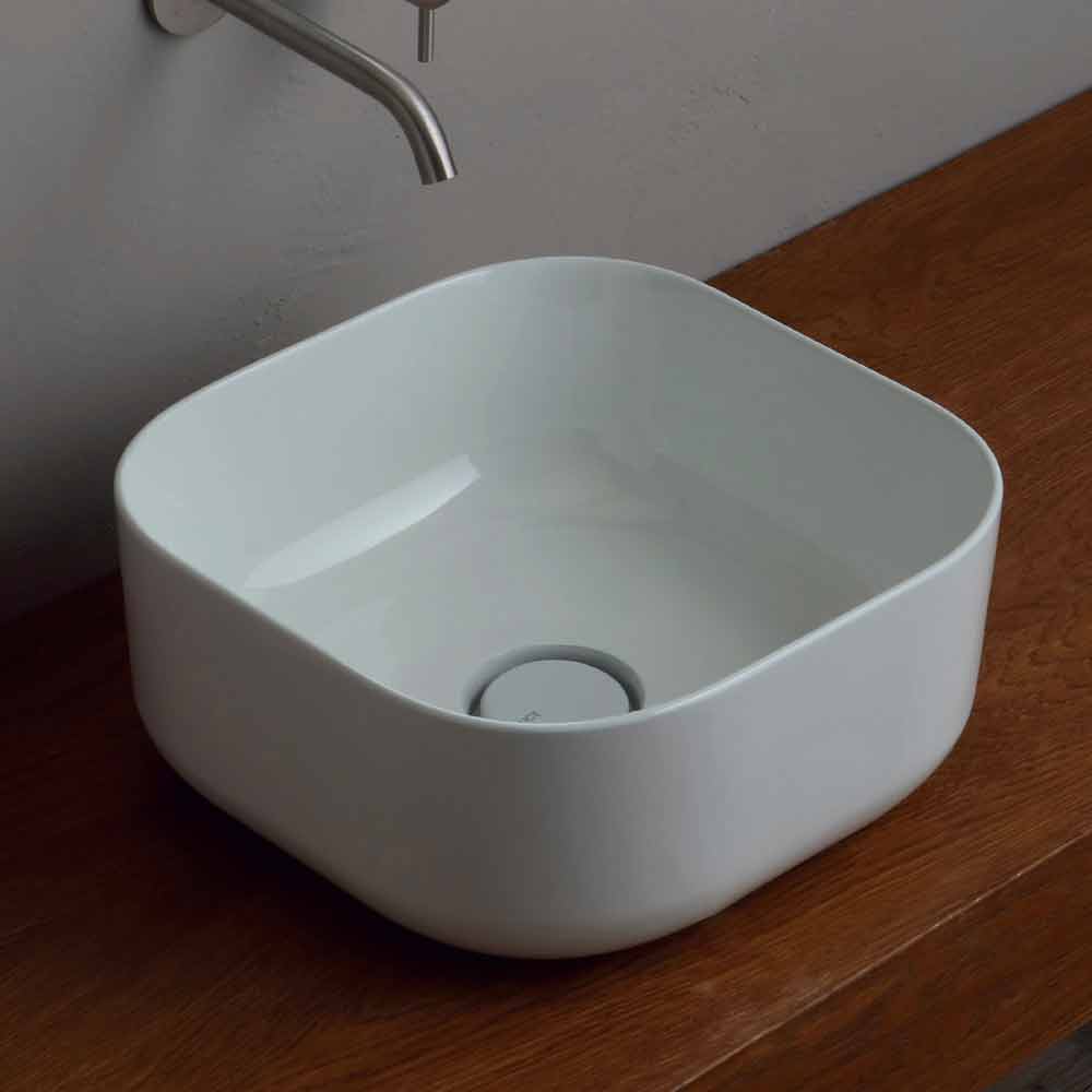 Viadurini Bathroom Lavabo à poser en céramique design moderne 37x37cm fabriqué en Italie Star