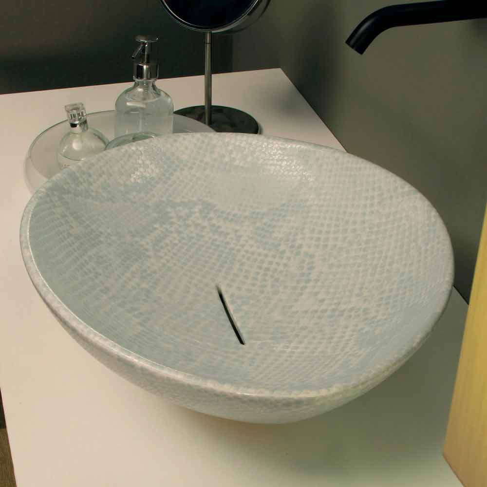 Viadurini Bathroom Lavabo d'appui de design céramique en python, fait en Italie Animals