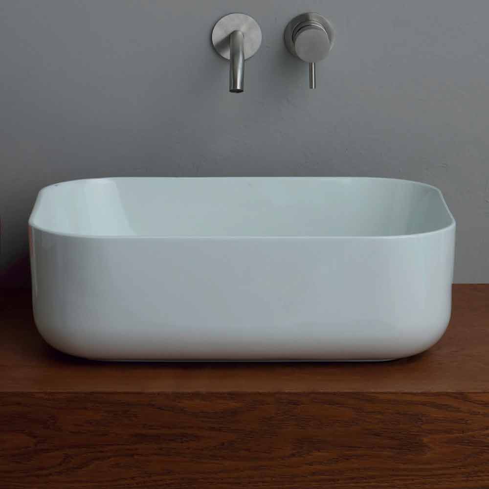 Viadurini Bathroom Lavabo à poser moderne en céramique blanche ou colorée Star 50x37 cm