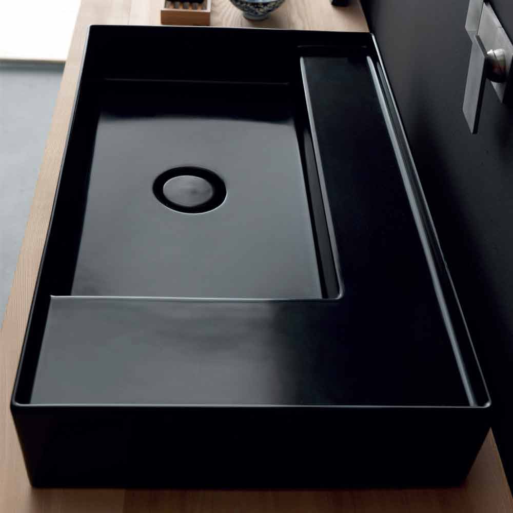 Viadurini Bathroom Vasque à poser noire de design moderne faite en céramique Joker