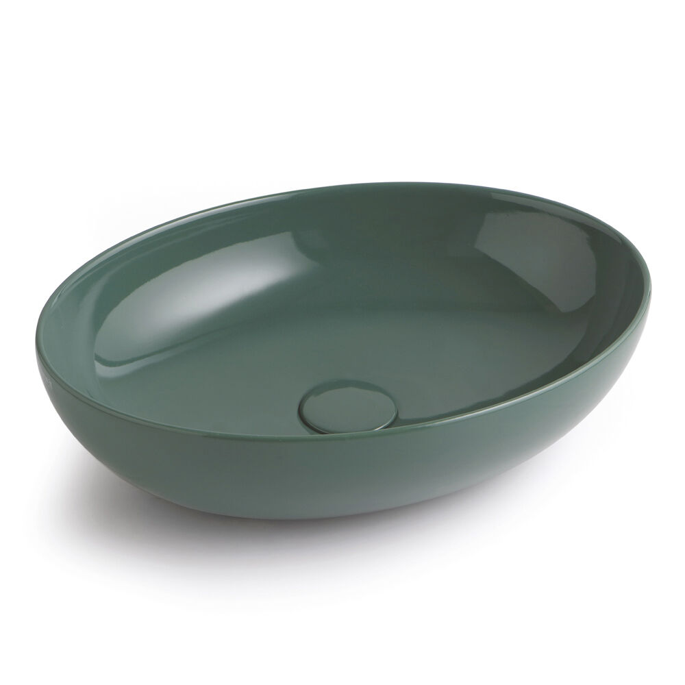 Viadurini Bathroom Vasque à poser ovale en céramique brillante L 50 cm Made in Italy - Ferry