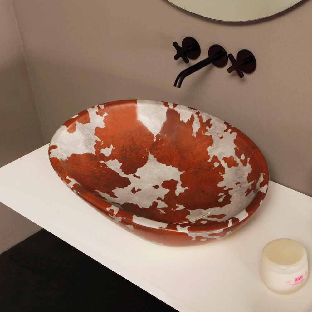 Viadurini Bathroom Lavabo de design d'appui céramique cheval, fait en Italie Glossy