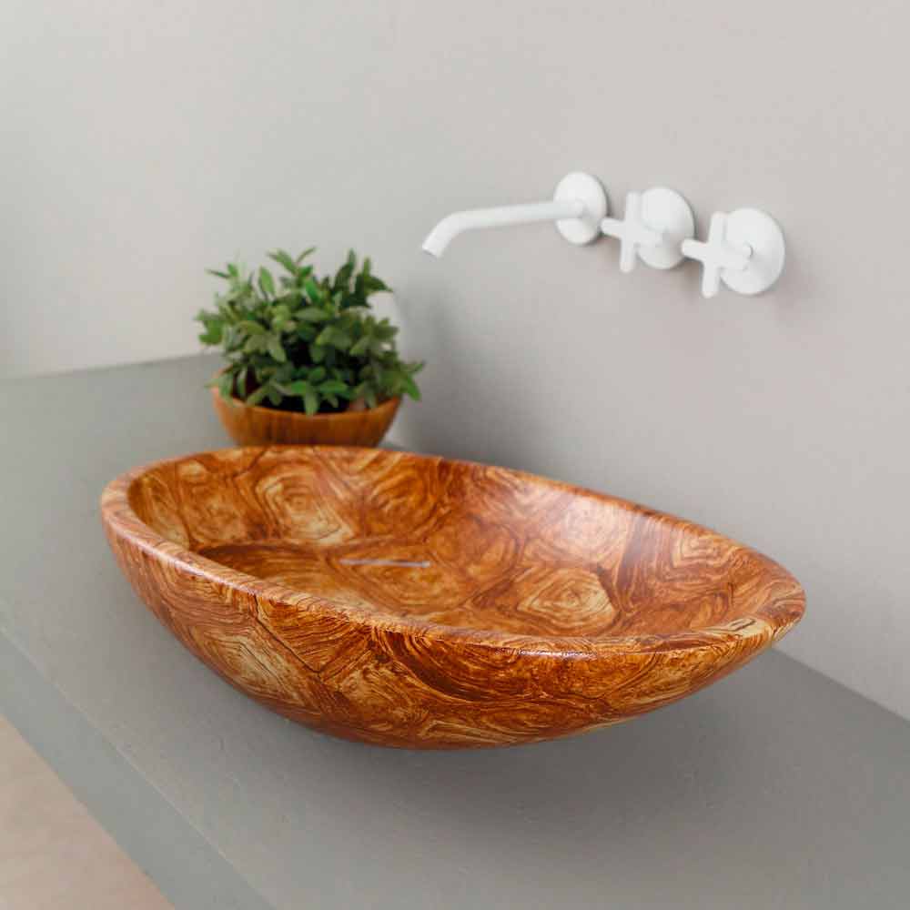 Viadurini Bathroom Lavabo de design d'appui céramique tortue, fait en Italie, Glossy