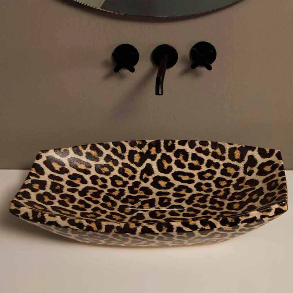 Viadurini Bathroom Lavabo en céramique guépard d'appui de design, fait en Italie Laura