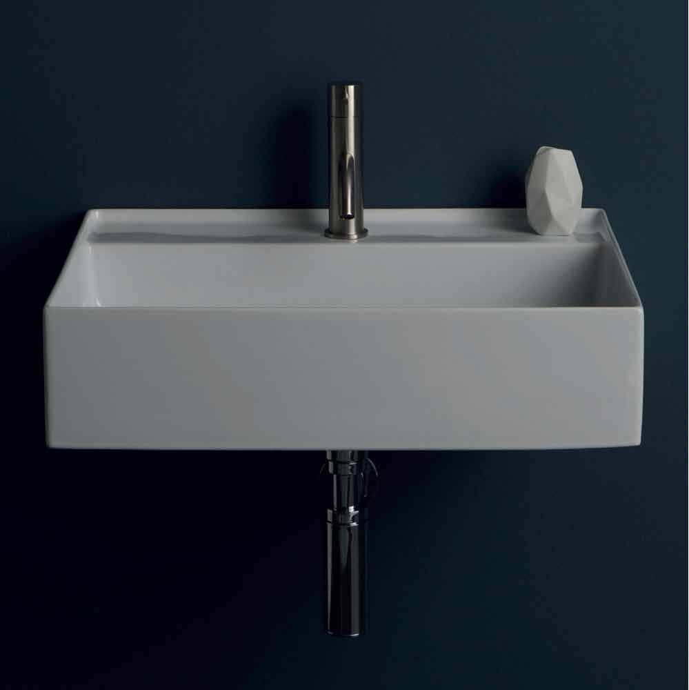 Viadurini Bathroom Lavabo suspendu en céramique moderne Sun 60x45 cm, fabriqué en Italie