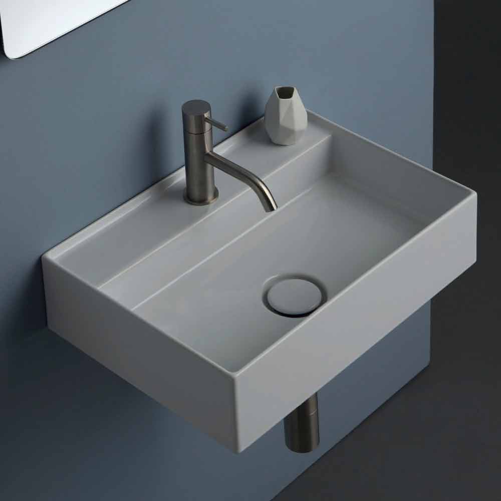 Viadurini Bathroom Lavabo suspendu en céramique Sun 50x35 cm, disponible en différentes couleurs