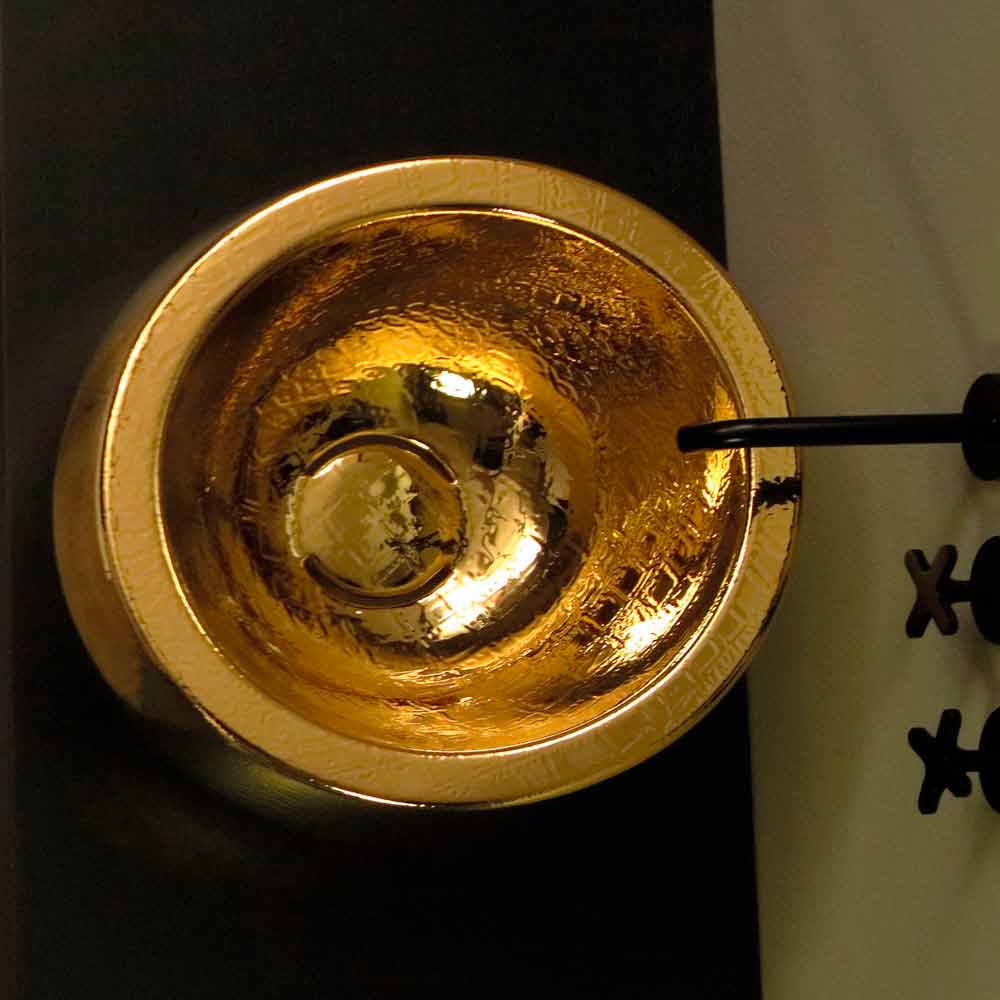 Viadurini Bathroom Lavabo tond d'appui de design en céramique gold, fait en Italie Elisa