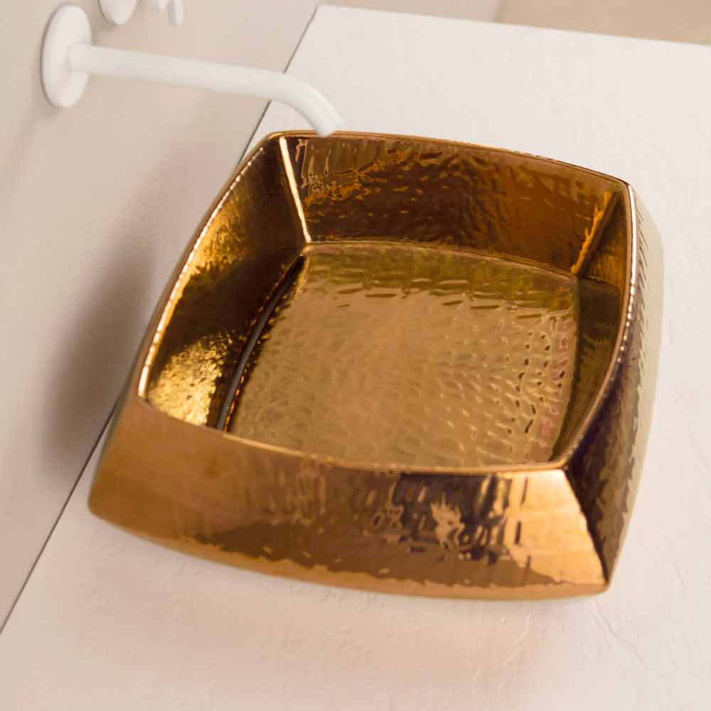Viadurini Bathroom Lavabo d'appui de design en céramique bronze, fait en italie Simon
