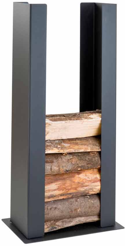 Viadurini Fire Design Support bois de chauffage pour le sol / mur en acier noir avec colonne de design moderne - Grecale