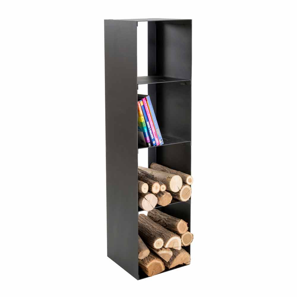 Viadurini Fire Design Porte-bûches noir moderne pour l'intérieur avec étagères Made in Italy - Cauro1