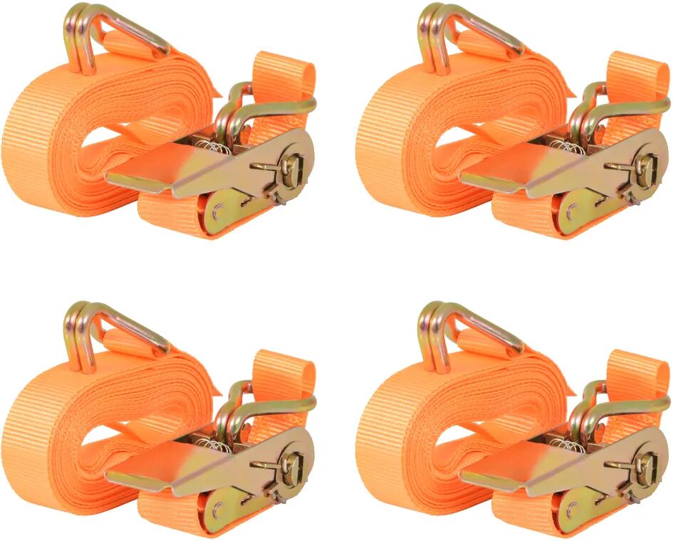 vidaXL Sangle d’arrimage à cliquet 4 pcs 0,4 tonne 6 m x 25 mm Orange